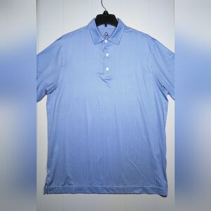 Deolax Performance Polo Shirt Mens Size L Blue Geometric Print Wicking Golf